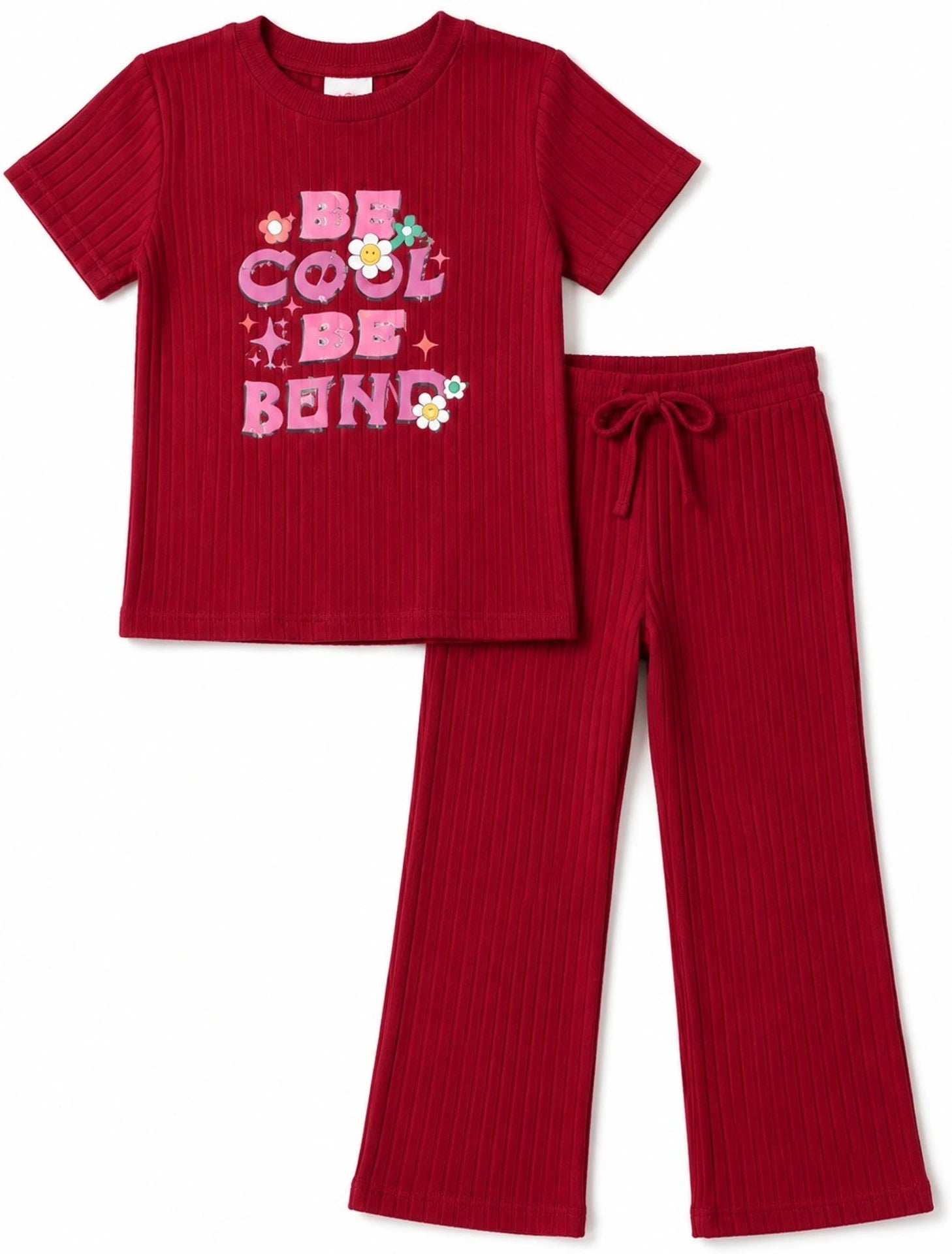 Urban Jipsy Girls Casual T-shirt Trouser (Red, Pack of 1)