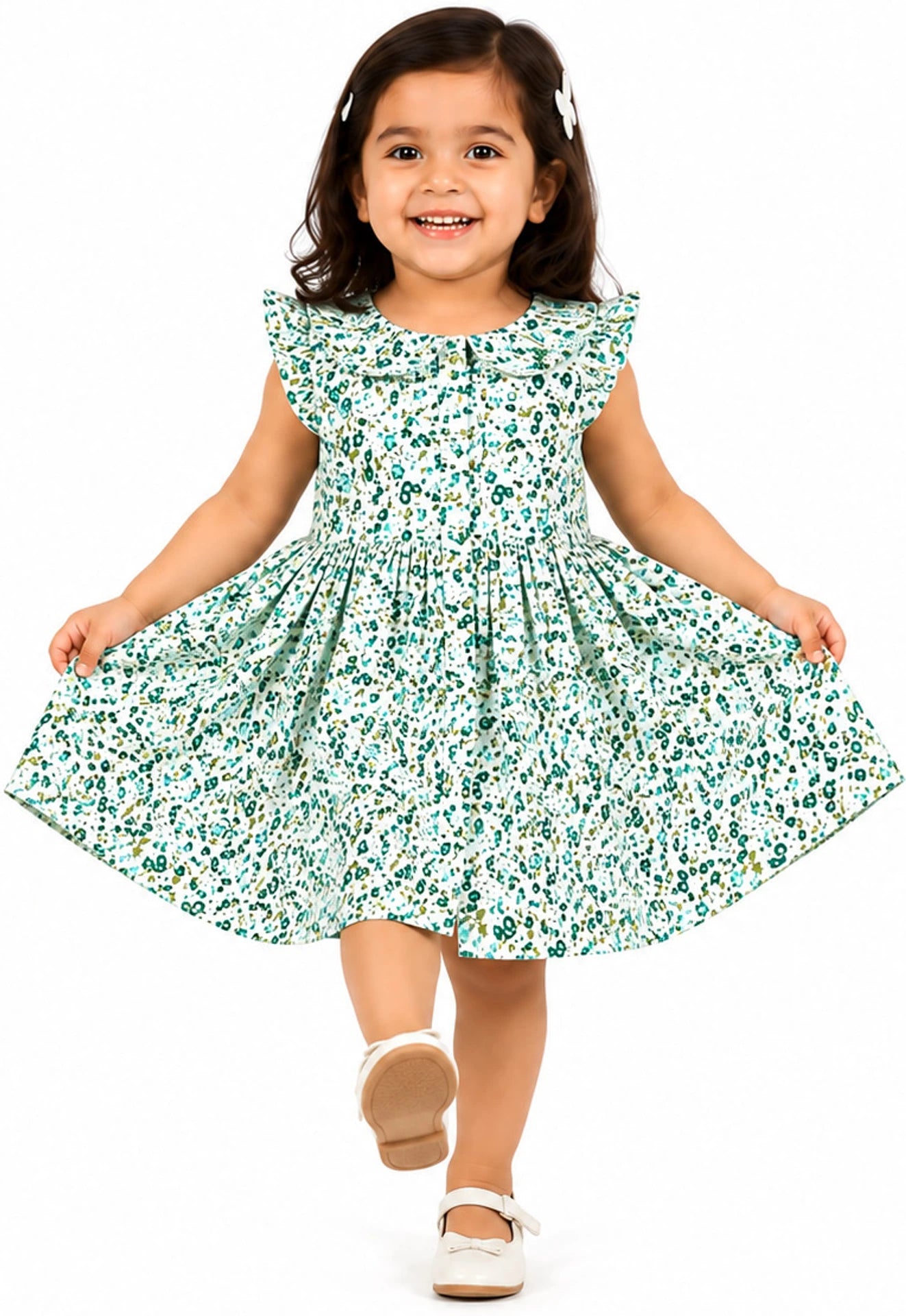 Urban Jipsy Baby Girls Midi/Knee Length Casual Dress (Green, Sleeveless)