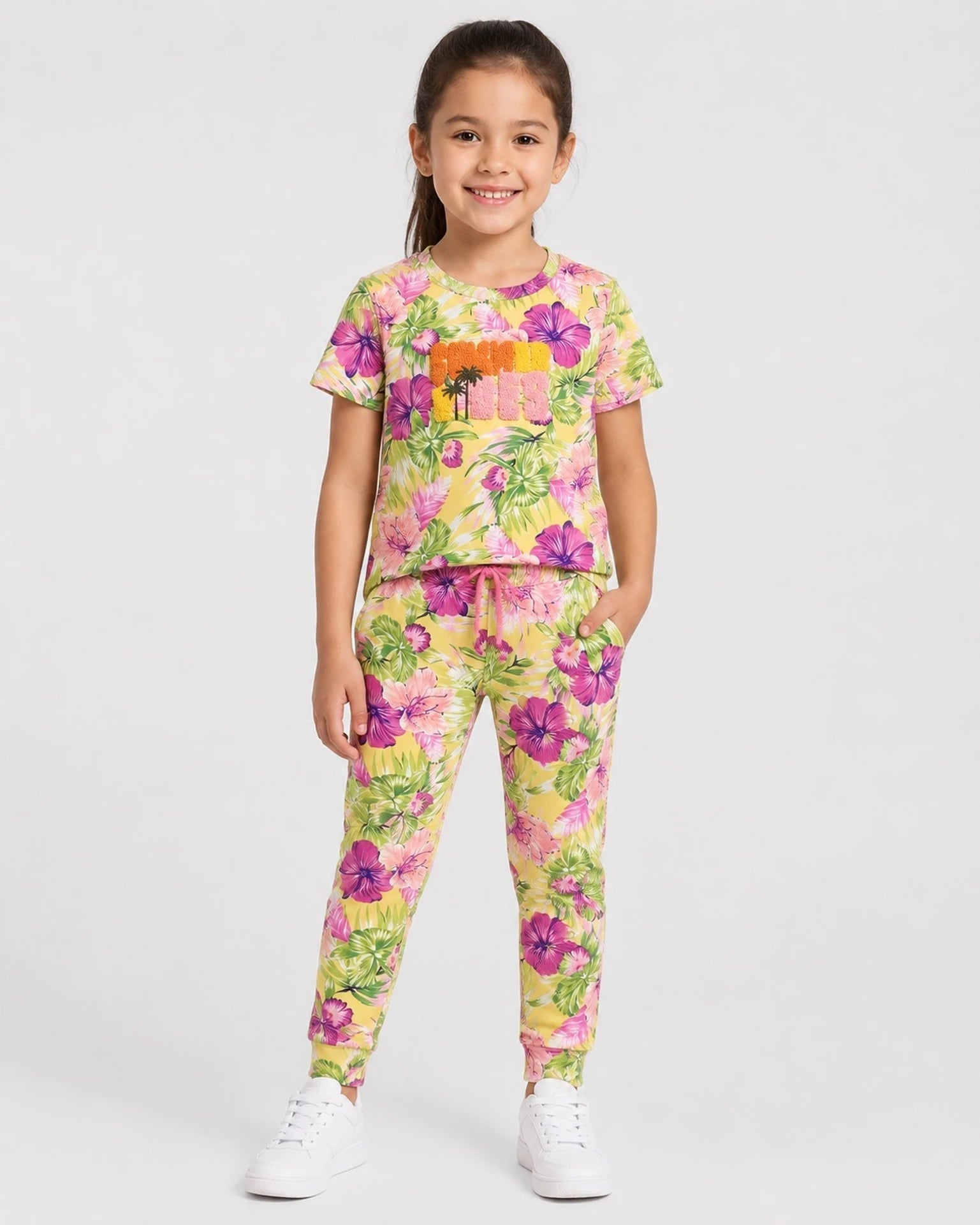Urban Jipsy Girls Casual T-shirt Trouser (Multicolor, Pack of 1)