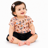 Urban Jipsy Baby Girls Floral Cotton Co-Ord Set | Printed T-Shirt & Black Shorts Set