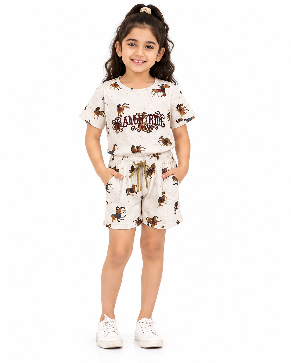 Urban Jipsy Girls Stay Magical Printed Cotton Co-Ord Set | Half Sleeve T-Shirt & Shorts Set