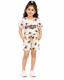 Urban Jipsy Girls Stay Magical Printed Cotton Co-Ord Set | Half Sleeve T-Shirt & Shorts Set