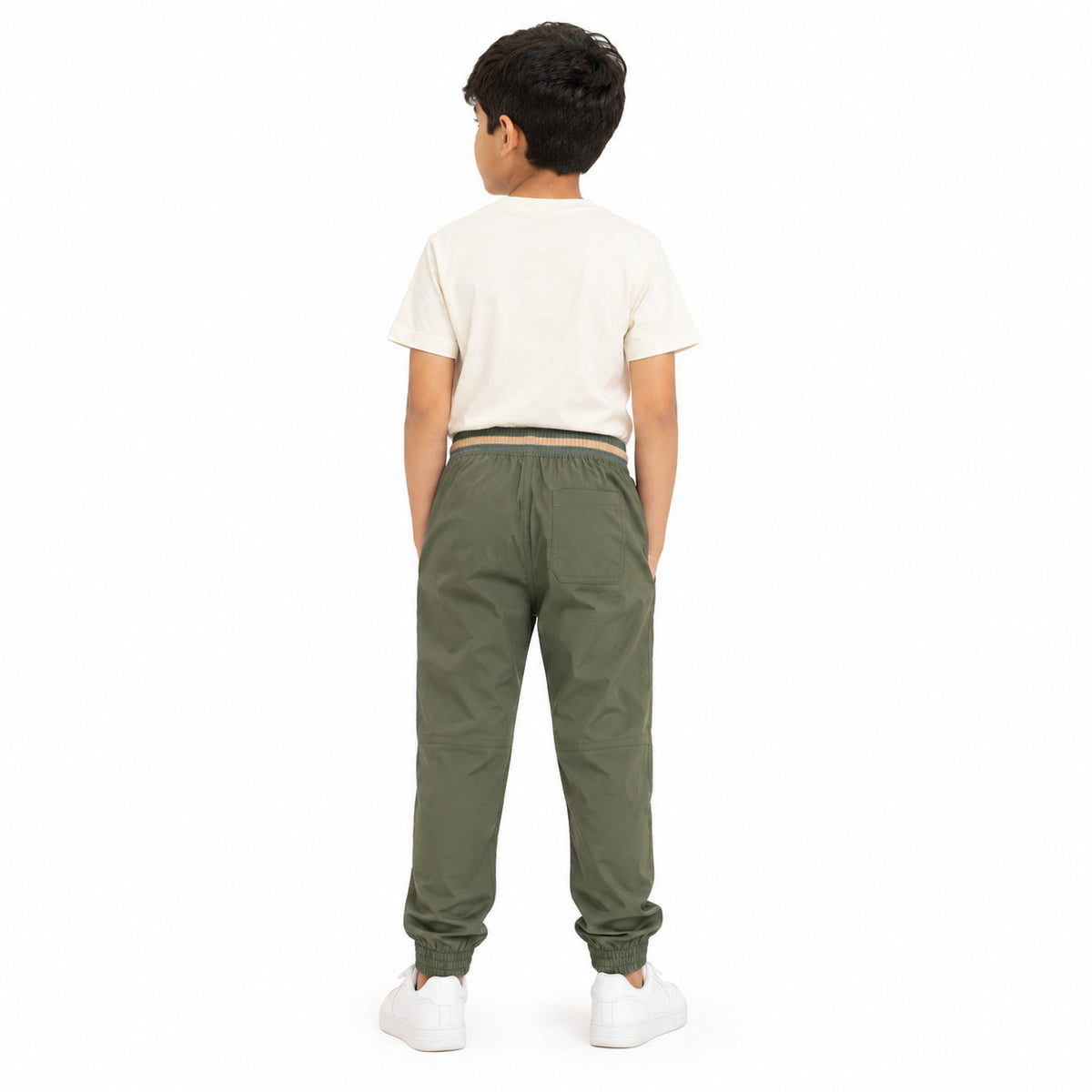Urban Jipsy Boys Olive Green Jogger Trouser with Elastic Waist & Drawstring