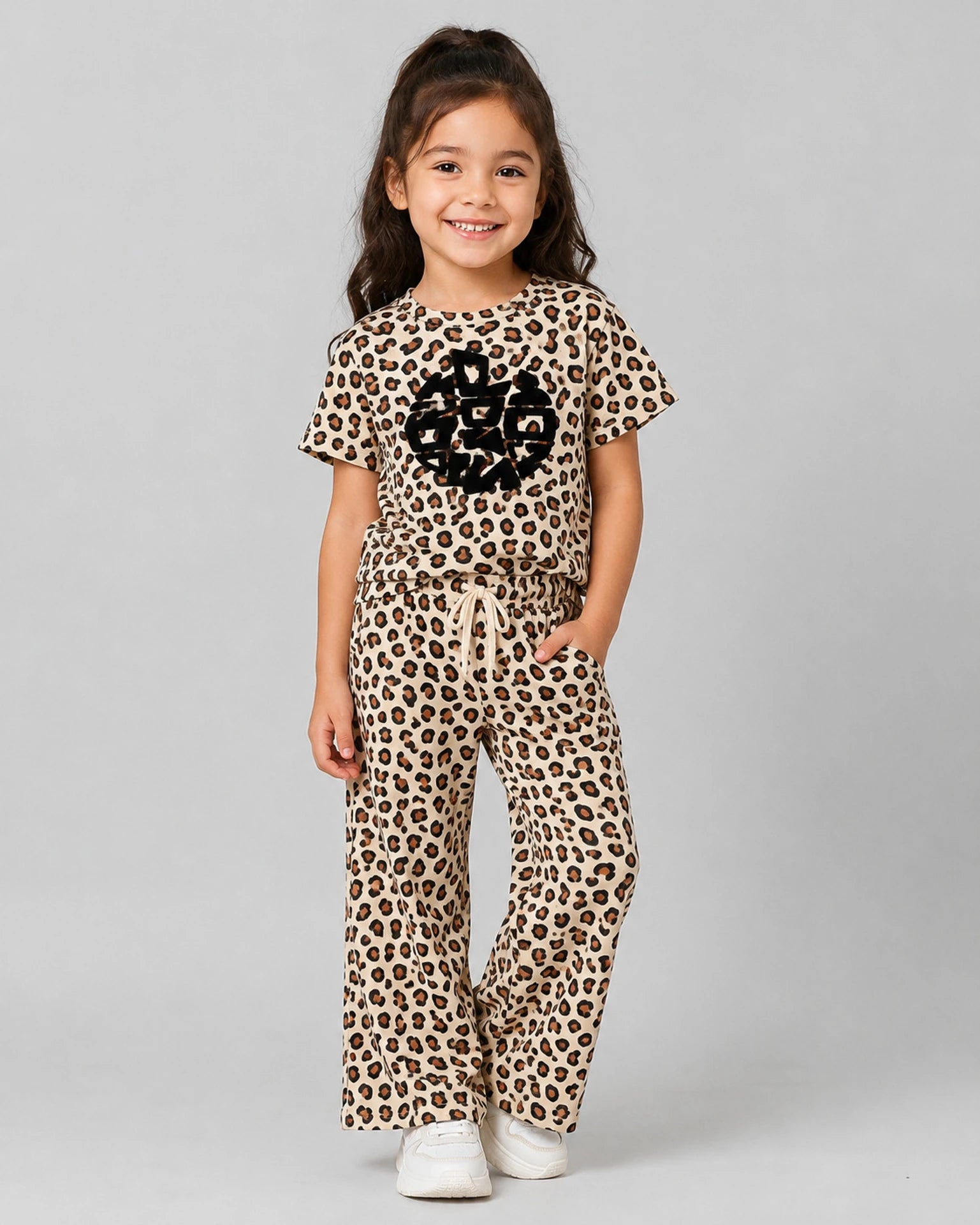 Urban Jipsy Girls Casual T-shirt Trouser (Multicolor, Pack of 1)