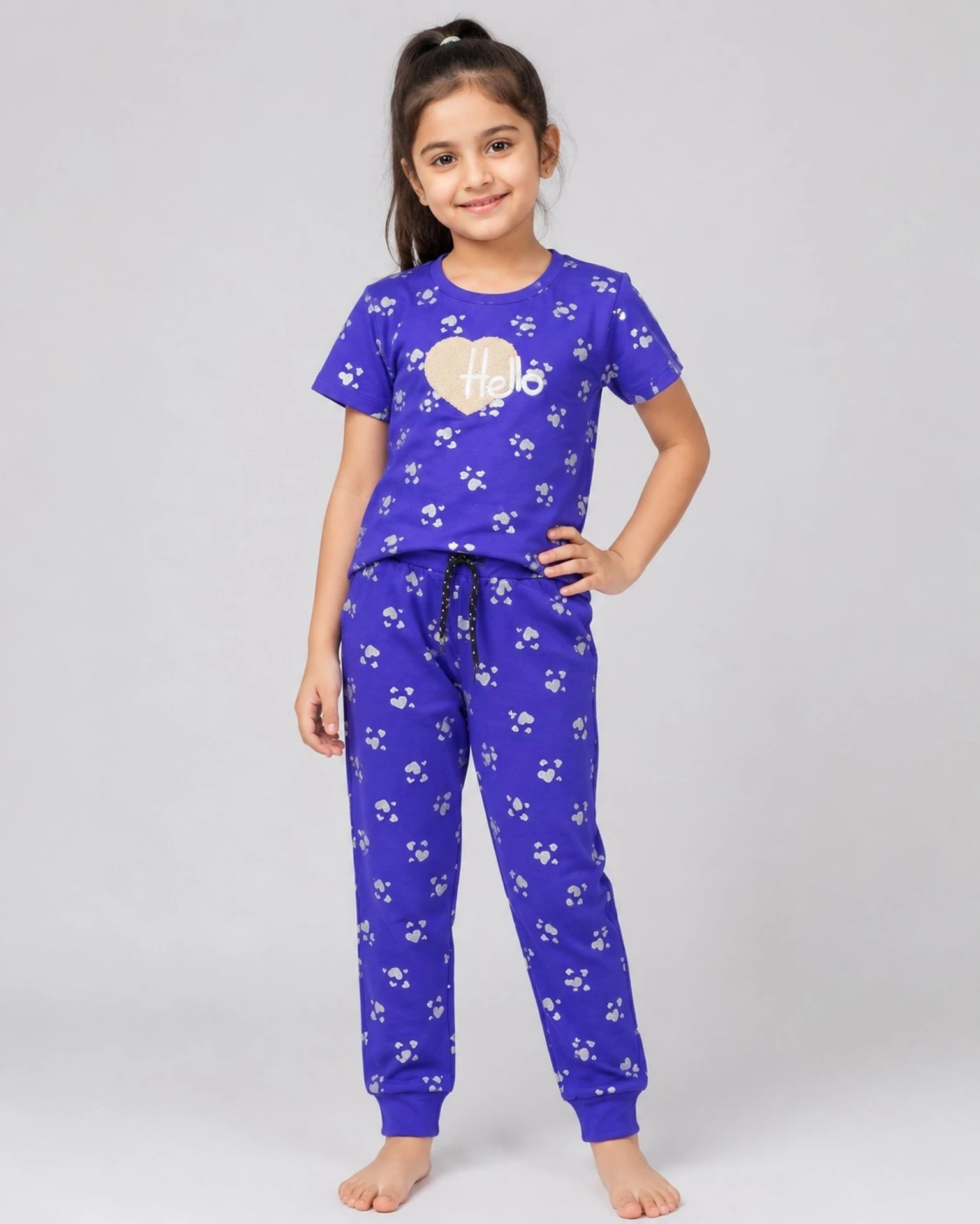 Urban Jipsy Girls Casual T-shirt Trouser (Blue, Pack of 1)