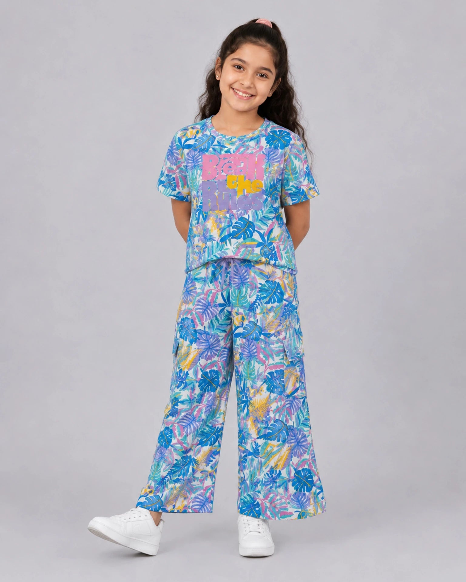 Urban Jipsy Girls Casual T-shirt Trouser (Multicolor, Pack of 1)
