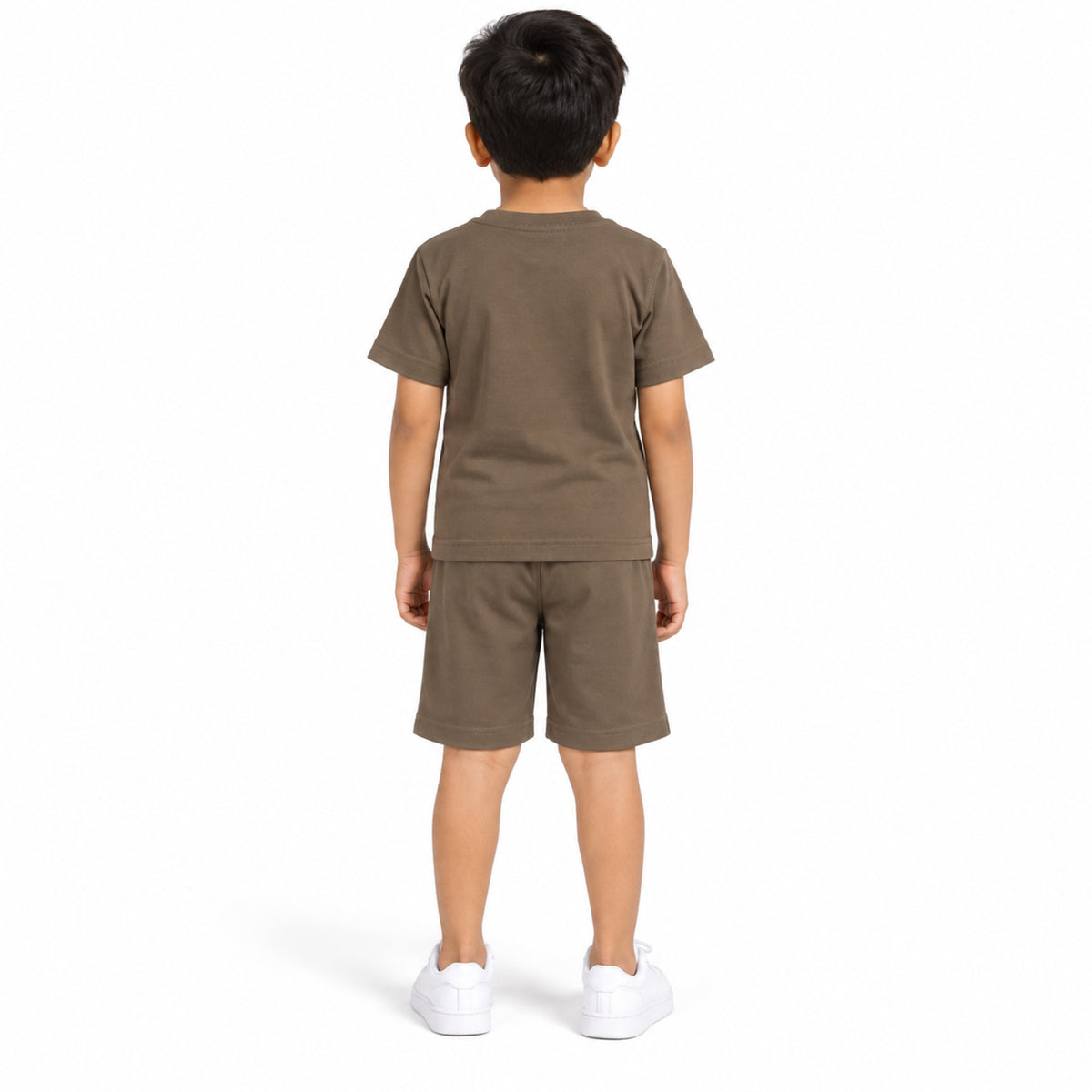 Urban Jipsy Boys Brown Surf Dog Printed Half Sleeve Tee & Drawstring Shorts Set