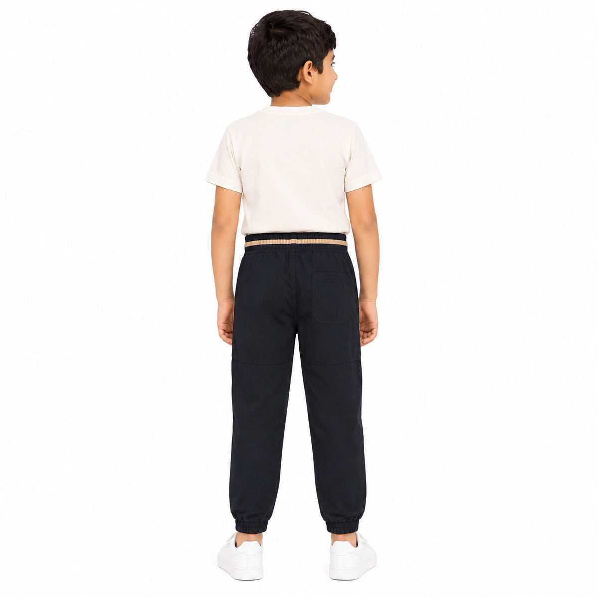 Urban Jipsy Boys Black Casual Jogger Pants with Drawstring Waist & Pockets