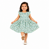 Urban Jipsy Girls Green Floral Fit & Flare Cotton Dress