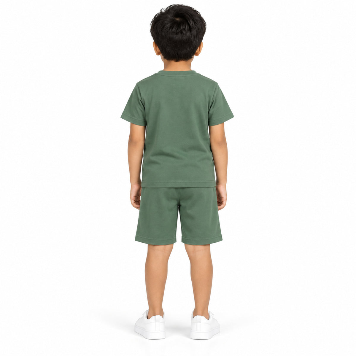 Urban Jipsy Boys Sage Green Cartoon Graphic T-Shirt with Matching Shorts Set