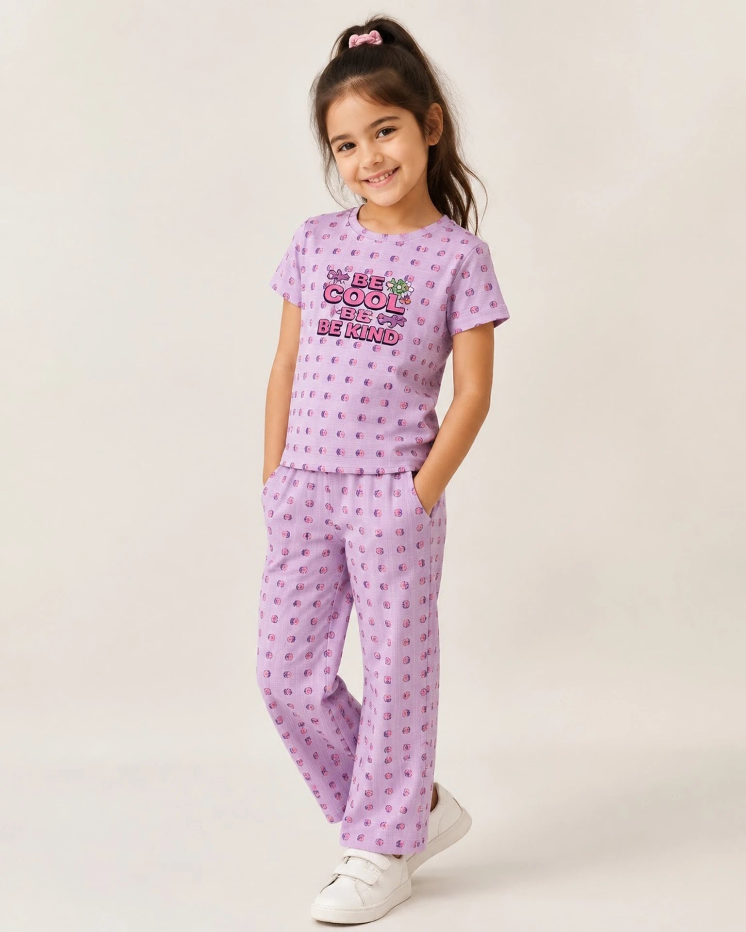 Urban Jipsy Girls Casual T-shirt Trouser (Light Purple)