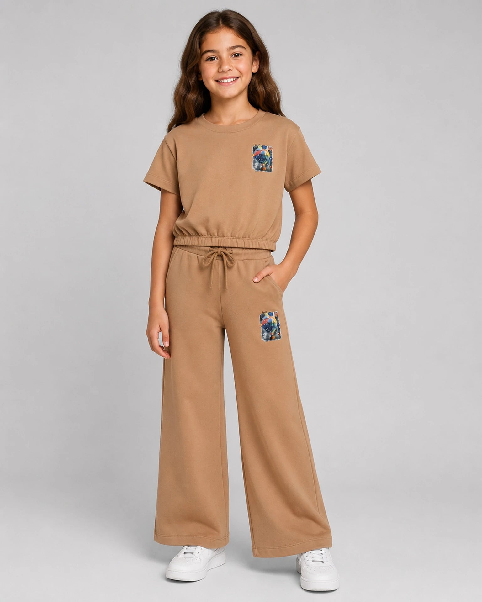 Urban Jipsy Girls Casual T-shirt Trouser (Beige / Tan, Pack of 1)