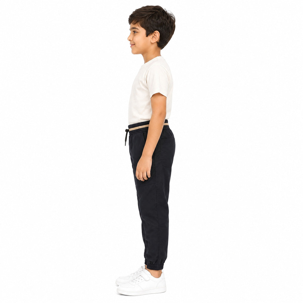 Urban Jipsy Boys Black Casual Jogger Pants with Drawstring Waist & Pockets