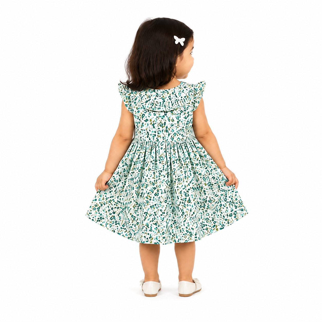 Urban Jipsy Girls Green Floral Fit & Flare Cotton Dress