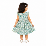 Urban Jipsy Girls Green Floral Fit & Flare Cotton Dress