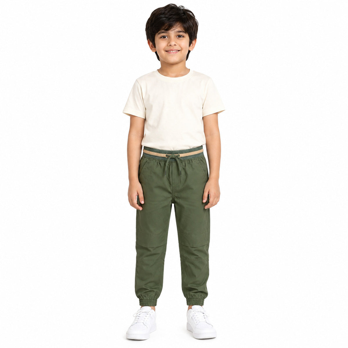 Urban Jipsy Boys Olive Green Jogger Trouser with Elastic Waist & Drawstring
