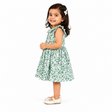 Urban Jipsy Girls Green Floral Fit & Flare Cotton Dress