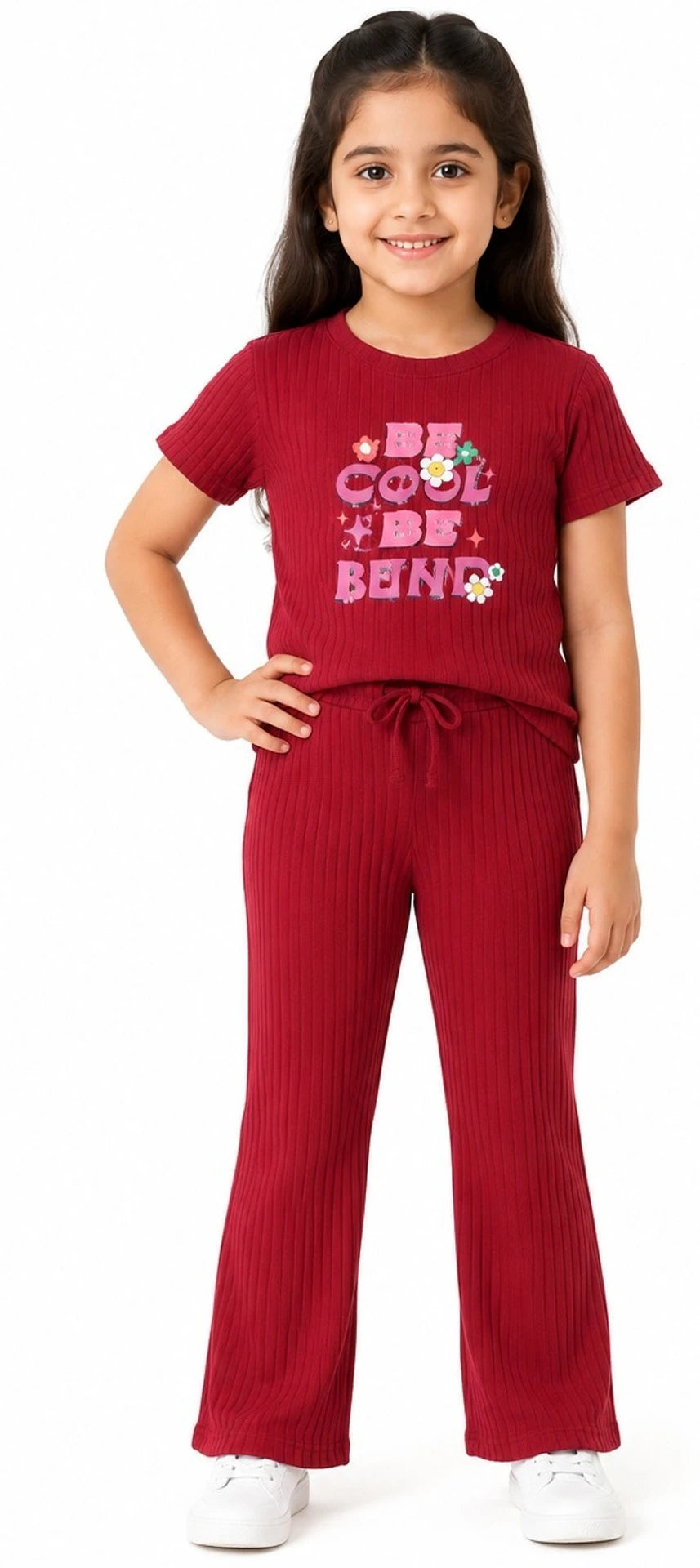 Urban Jipsy Girls Casual T-shirt Trouser (Red, Pack of 1)