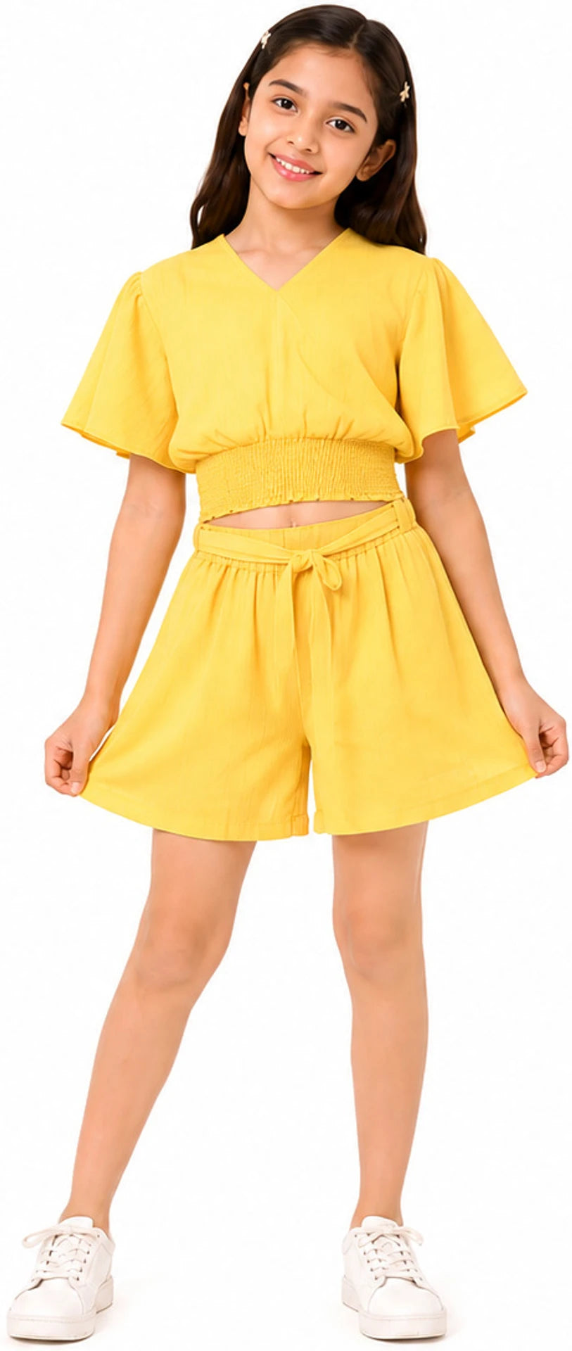 Urban Jipsy Girls Casual Top Shorts (Yellow, Pack of 1)