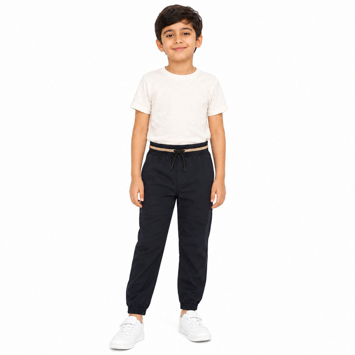 Urban Jipsy Boys Black Casual Jogger Pants with Drawstring Waist & Pockets