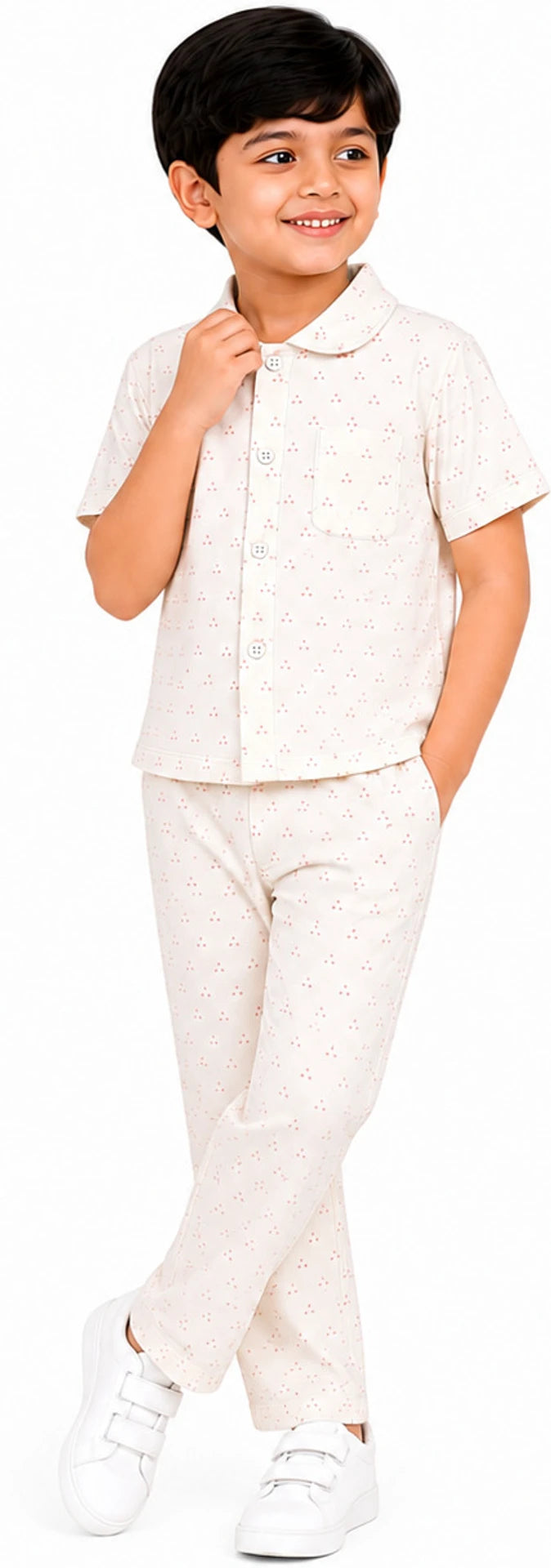 Urban Jipsy Baby Boys Printed Cotton Kids Nightwear (White Pack of 1)