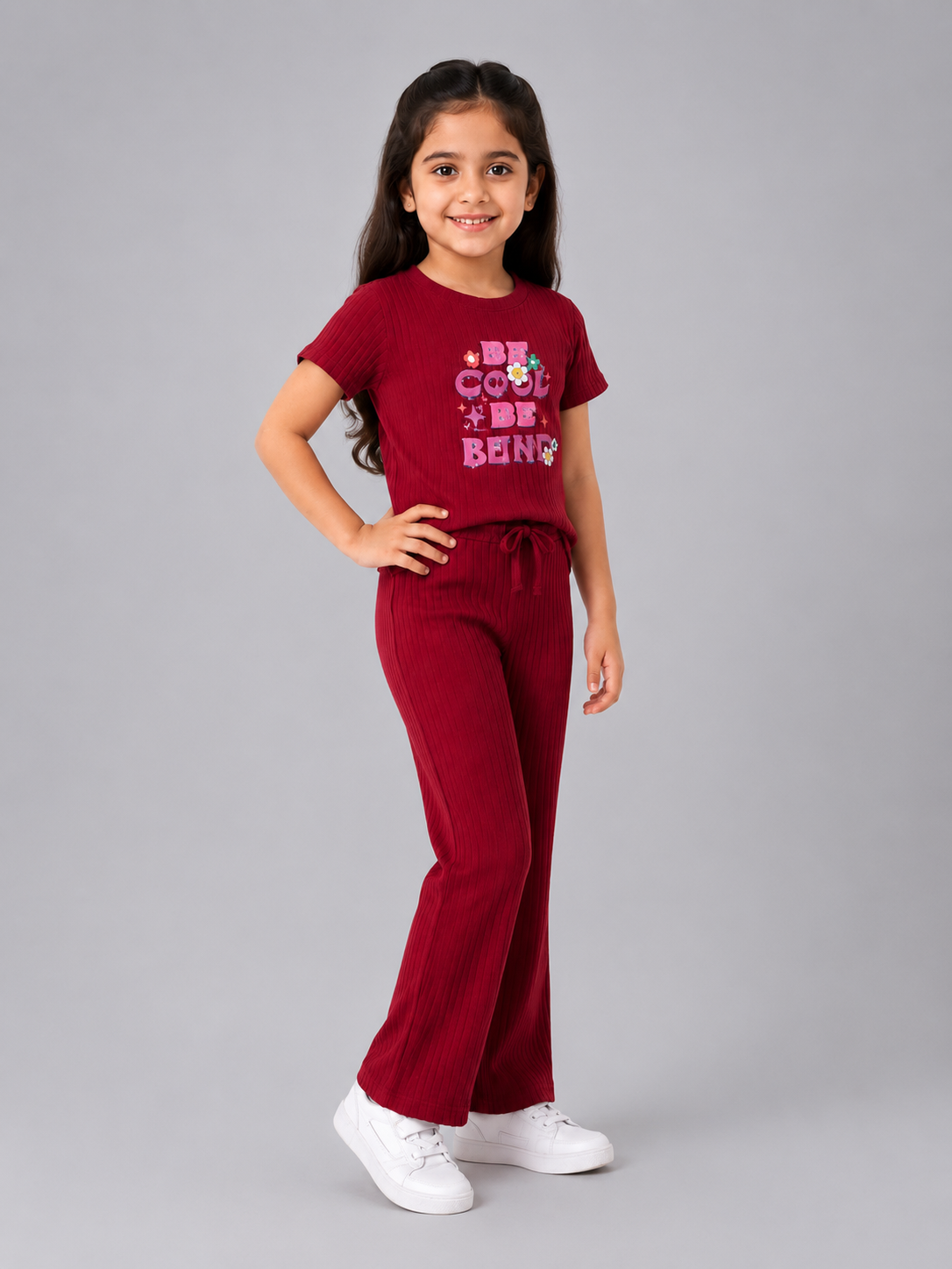 Urban Jipsy Girls Casual T-shirt Trouser (Red, Pack of 1)