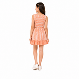 Urban Jipsy Girls Peach Striped Ruched Co-Ord Set | Sleeveless Crop Top & Ruffle Skirt for Girls
