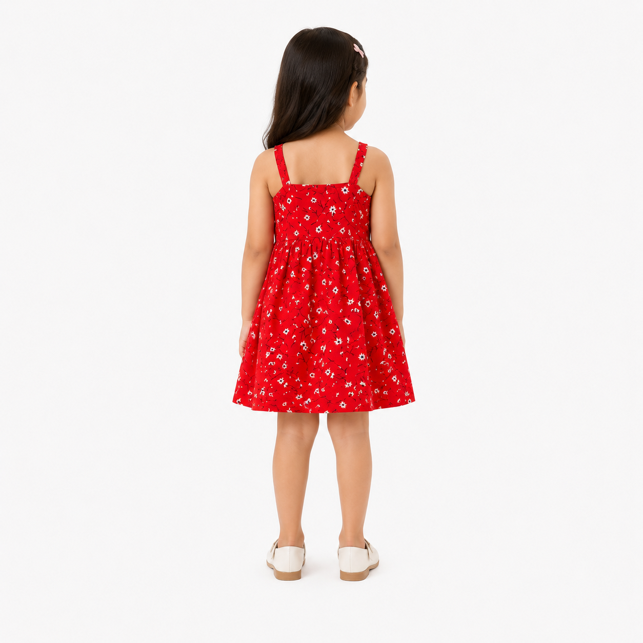 Urban Jipsy Girls Red Floral Fit & Flare Cotton Dress