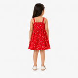 Urban Jipsy Girls Red Floral Fit & Flare Cotton Dress