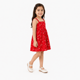 Urban Jipsy Girls Red Floral Fit & Flare Cotton Dress