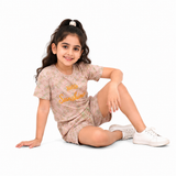 Urban Jipsy Girls Hello Sunshine Cotton Co-Ord Set | Floral Printed T-Shirt & Shorts Set