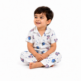 Urban Jipsy Baby Boys Premium Cotton Fish Print Night Suit Set | Soft Shirt & Pajama Sleepwear