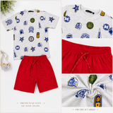 Urban Jipsy Boys Printed Cotton T-Shirt & Shorts Co-Ord Set | Grey & Red Summer Outfit