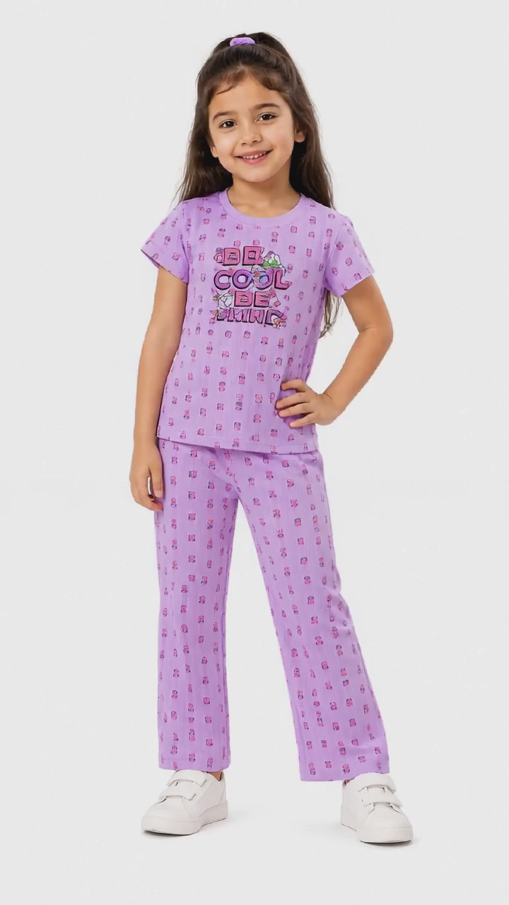 Urban Jipsy Girls Casual T-shirt Trouser (Light Purple)