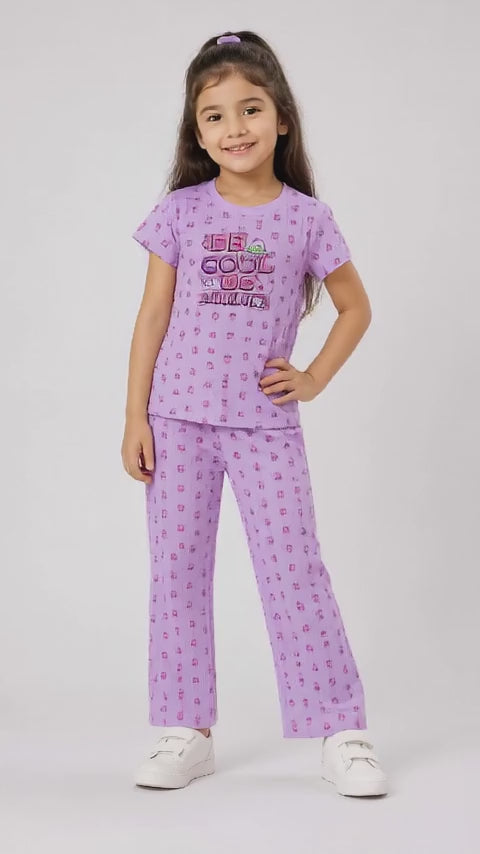 Urban Jipsy Girls Casual T-shirt Trouser (Light Purple)