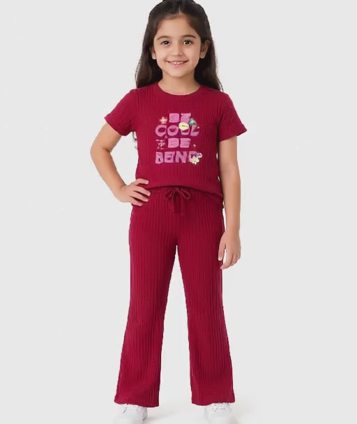 Urban Jipsy Girls Casual T-shirt Trouser (Red, Pack of 1)