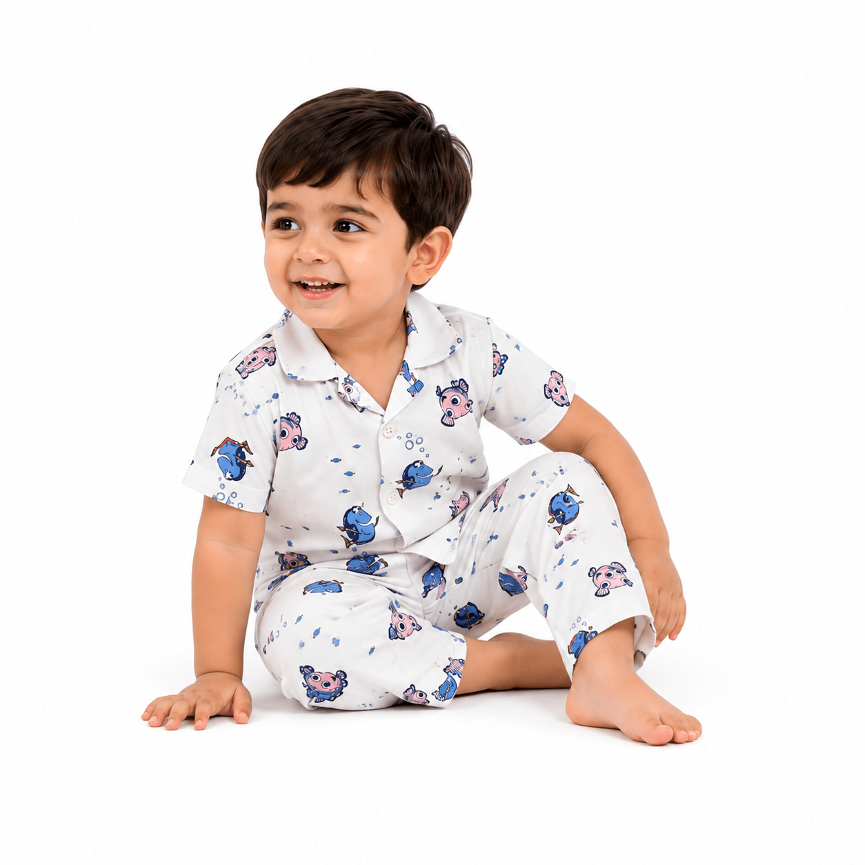 Urban Jipsy Baby Boys Premium Cotton Fish Print Night Suit Set | Soft Shirt & Pajama Sleepwear - MAHERA CREATIONS PRIVATE LIMITED