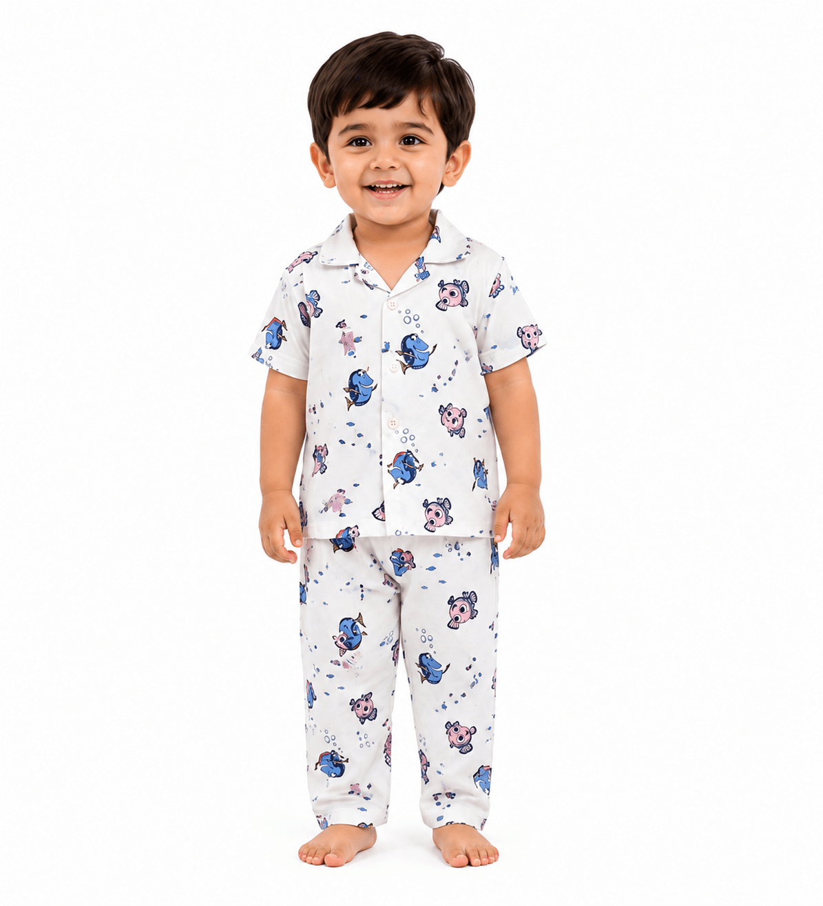 Urban Jipsy Baby Boys Premium Cotton Fish Print Night Suit Set | Soft Shirt & Pajama Sleepwear - MAHERA CREATIONS PRIVATE LIMITED