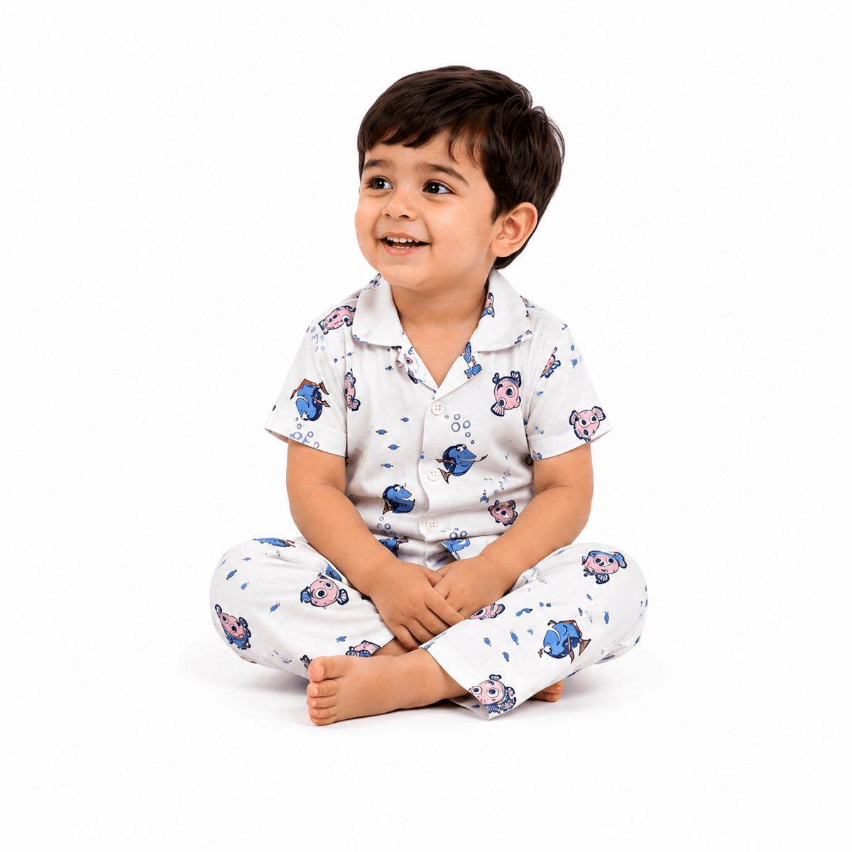 Urban Jipsy Baby Boys Premium Cotton Fish Print Night Suit Set | Soft Shirt & Pajama Sleepwear - MAHERA CREATIONS PRIVATE LIMITED