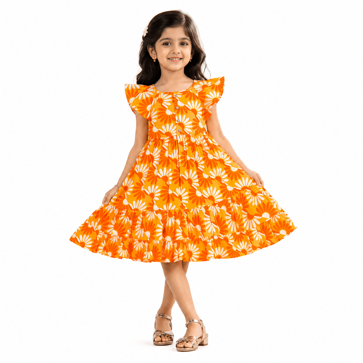 Urban Jipsy Girls Floral Printed Fit & Flare Dress - MAHERA CREATIONS PRIVATE LIMITED