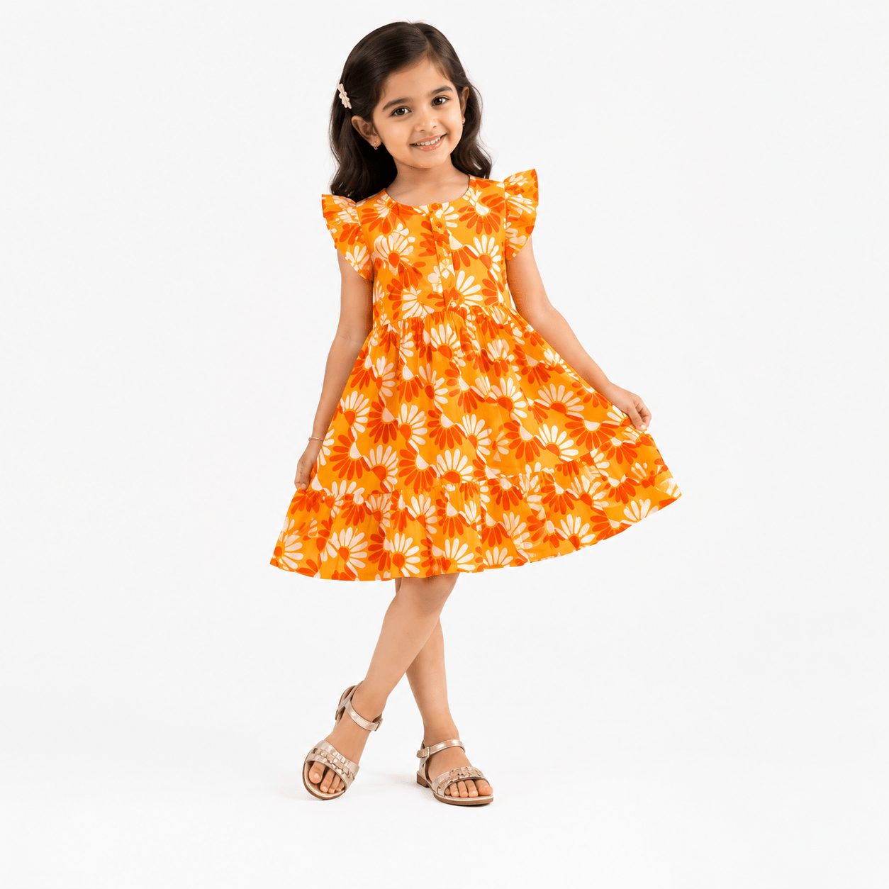 Urban Jipsy Girls Floral Printed Fit & Flare Dress - MAHERA CREATIONS PRIVATE LIMITED