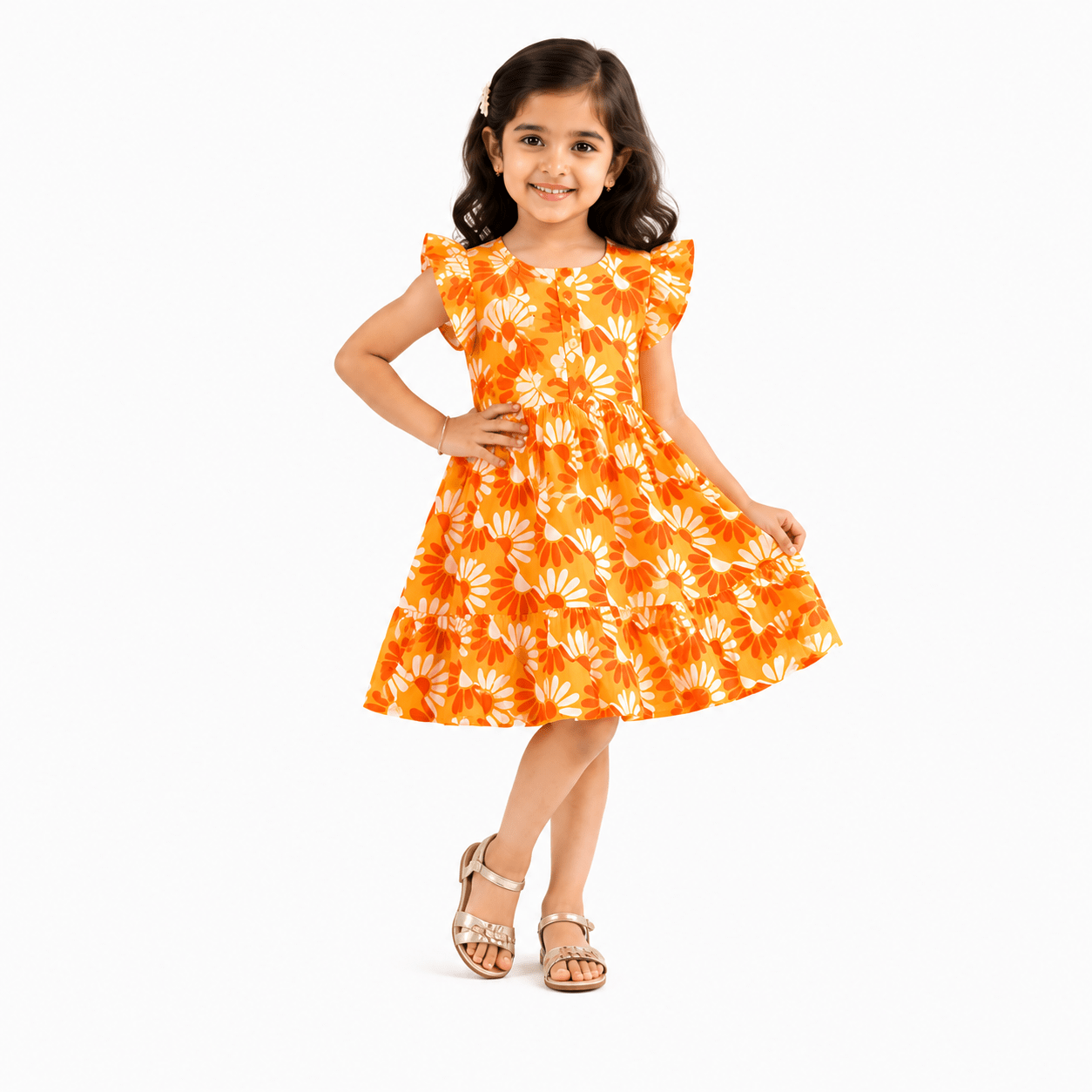 Urban Jipsy Girls Floral Printed Fit & Flare Dress - MAHERA CREATIONS PRIVATE LIMITED