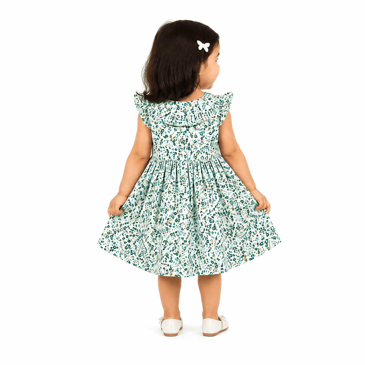 Urban Jipsy Girls Green Floral Fit & Flare Cotton Dress - MAHERA CREATIONS PRIVATE LIMITED