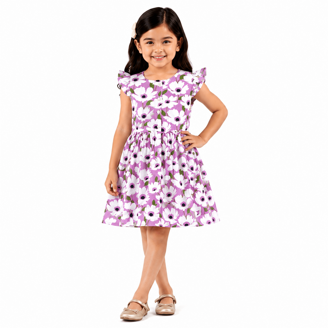 Urban Jipsy Girls Lavender Bloom Fit & Flare Dress - MAHERA CREATIONS PRIVATE LIMITED