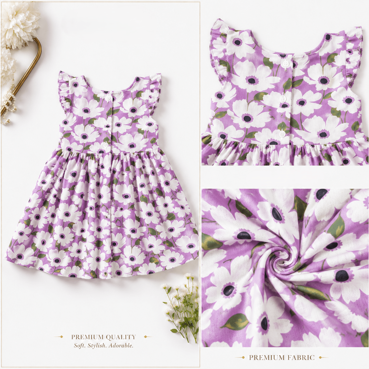 Urban Jipsy Girls Lavender Bloom Fit & Flare Dress - MAHERA CREATIONS PRIVATE LIMITED