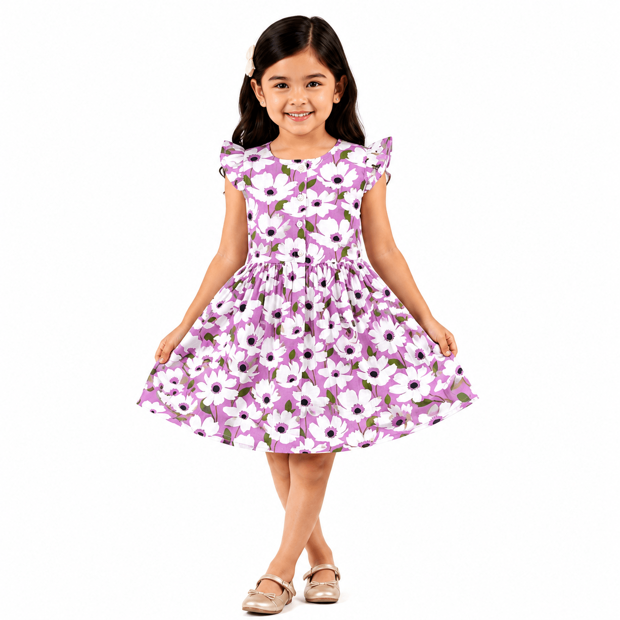 Urban Jipsy Girls Lavender Bloom Fit & Flare Dress - MAHERA CREATIONS PRIVATE LIMITED
