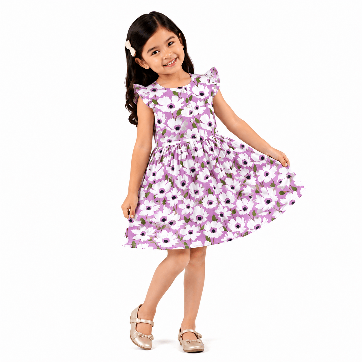 Urban Jipsy Girls Lavender Bloom Fit & Flare Dress - MAHERA CREATIONS PRIVATE LIMITED