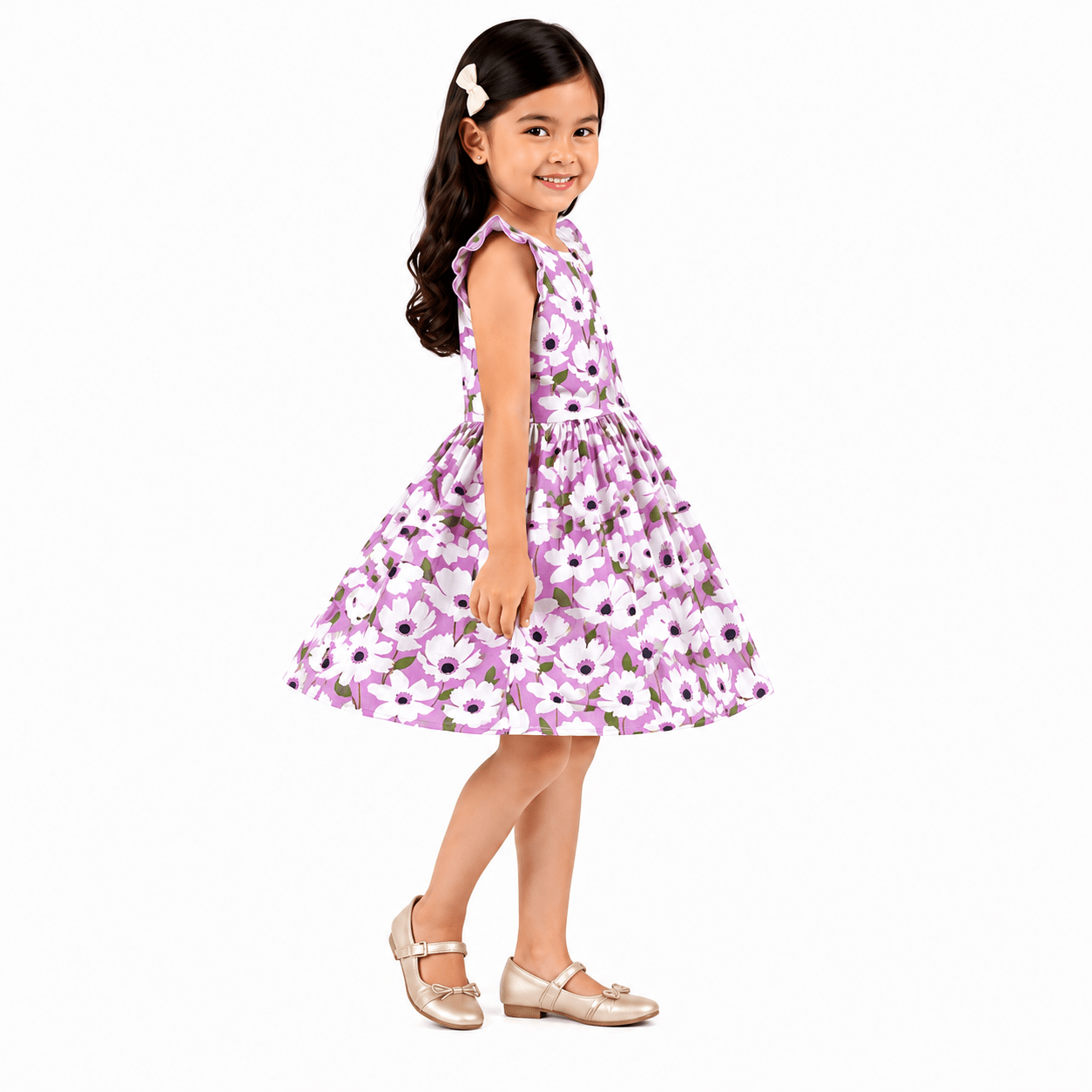 Urban Jipsy Girls Lavender Bloom Fit & Flare Dress - MAHERA CREATIONS PRIVATE LIMITED
