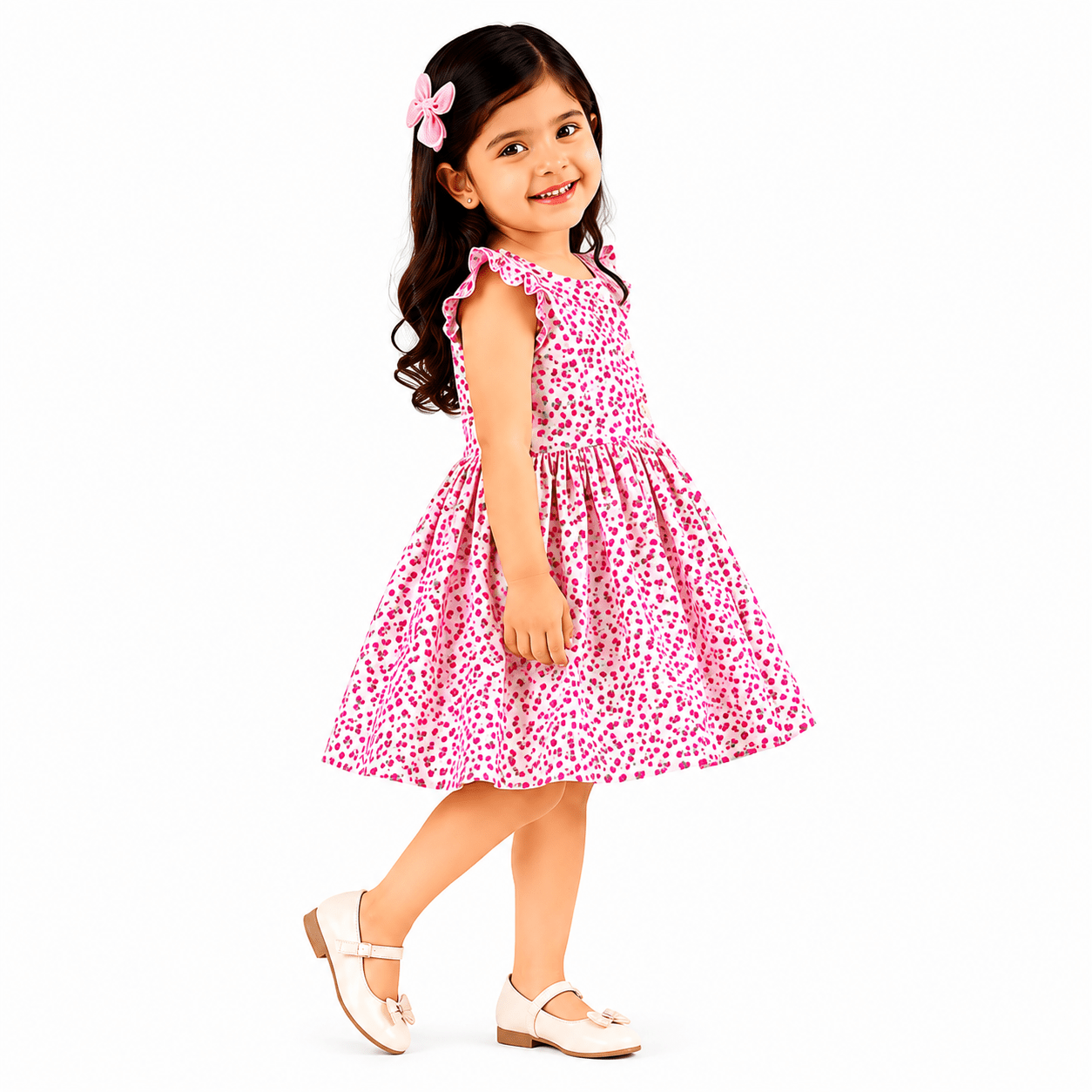 Urban Jipsy Girls Pink Petal Fit & Flare Dress - MAHERA CREATIONS PRIVATE LIMITED