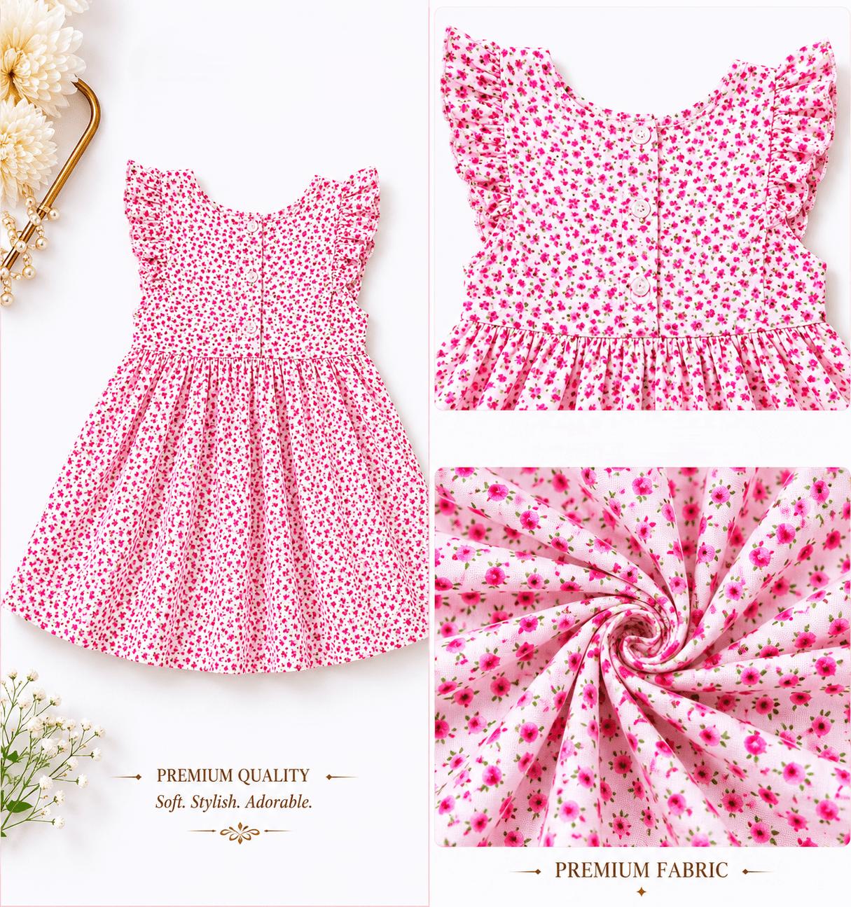 Urban Jipsy Girls Pink Petal Fit & Flare Dress - MAHERA CREATIONS PRIVATE LIMITED